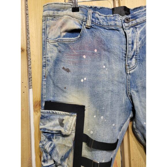 Valabasas Distressed Paint Splash Skiny Leg Jeans Mens Sz 40 X 30 - Picture 4 of 14